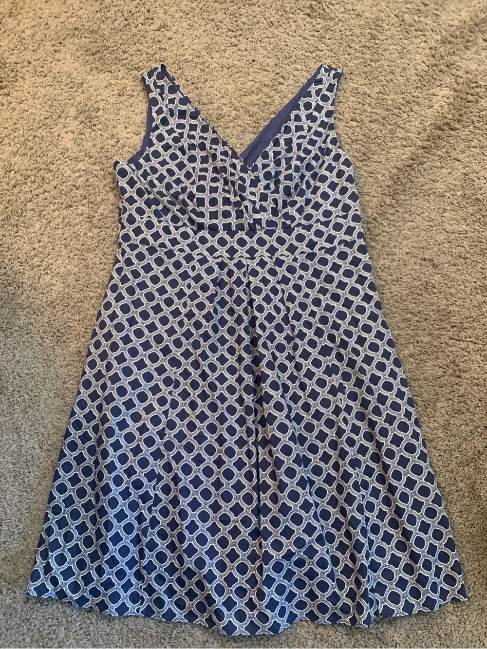 Lands’ End Sleeveless Blue White Dress 12
